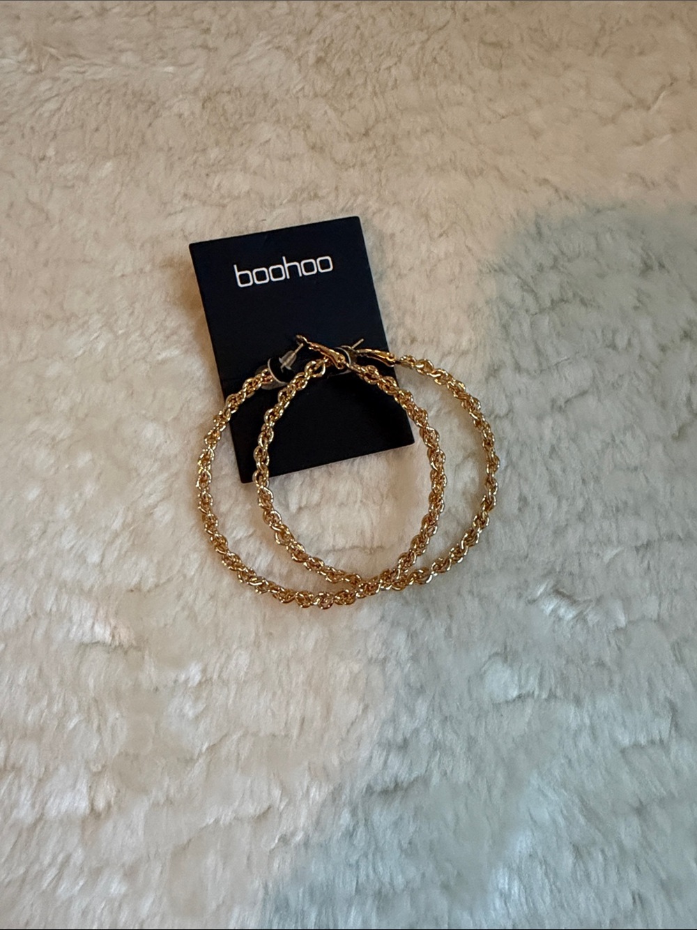 boohoo Twisted Gold Hoop Earrings